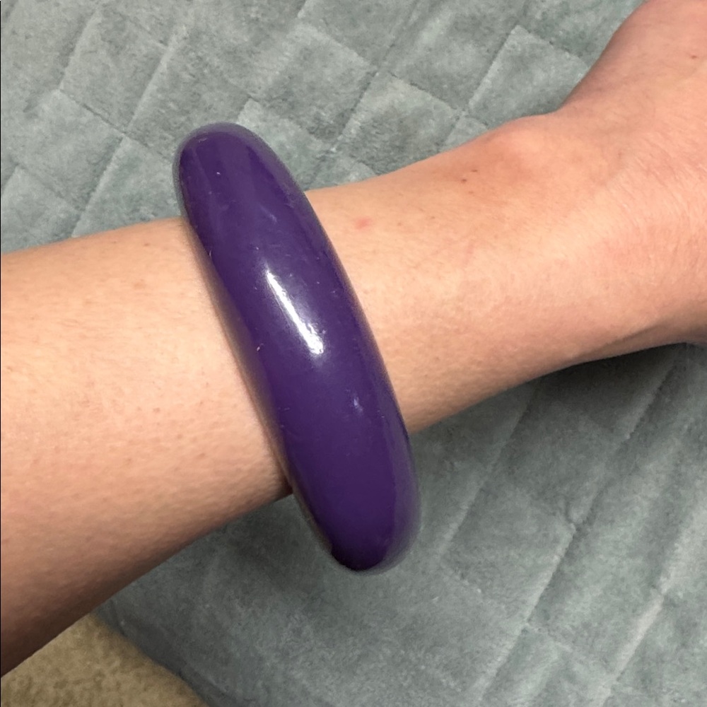 Vintage Plastic Bangle Bracelet, Purple, Retro, Boho